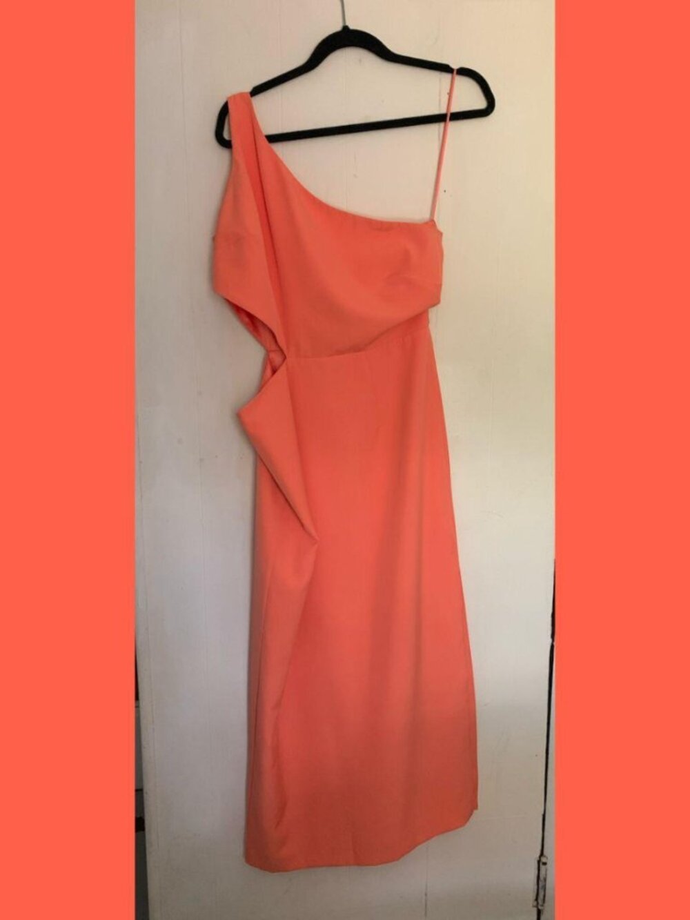 Bardot Jenna one shoulder bright peach semi-formal dress with side cut out XL